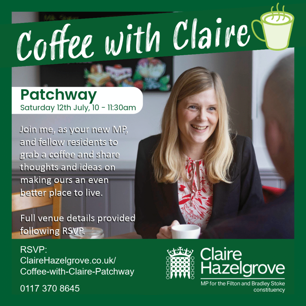 Claire having coffee with a constituent